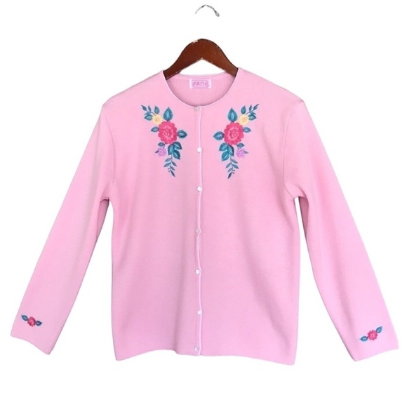 Ashley Vintage Cottagecore Floral Embroidered Cardigan Sweater - Picture 2 of 9